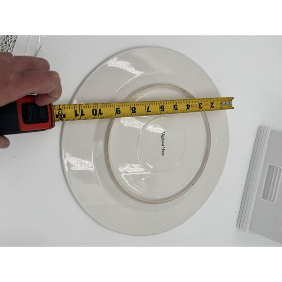 VAGABOND HOUSE WHITE CHARGER -Pewter Monogram “M”- 13 1/8" 0501C - Picture 7 of 8